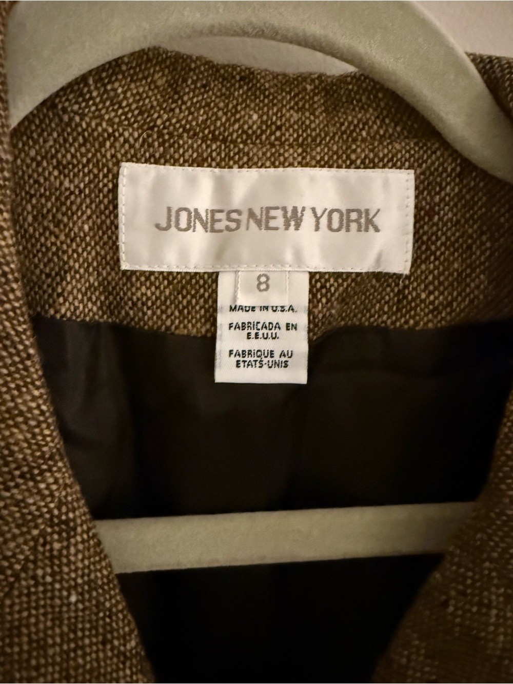 Jones New York Brown Tweed Wool Blend Blazer Size 8 Career Office Jacket - Picture 10 of 12